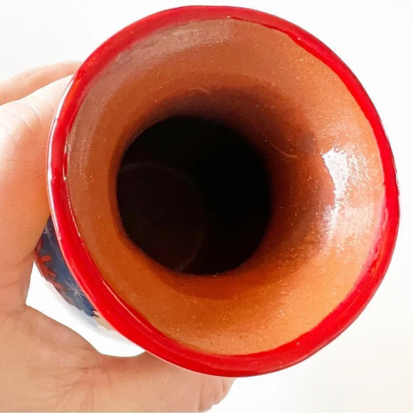 Vintage Handpainted Mexican Pottery Vases Red Clay Small Vessels Jugs Colorful 2 - Picture 11 of 12